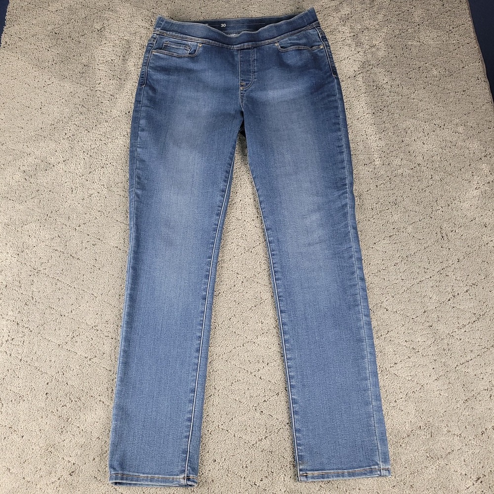 Levis Pull On Jeans Womens 30 Blue‎ Slim Straight Leg Stretch Mid Rise Denim